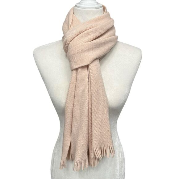 CALVIN KLEIN Blush Pink Knit Scarf Fringe Cozy Soft‎ - Picture 1 of 6